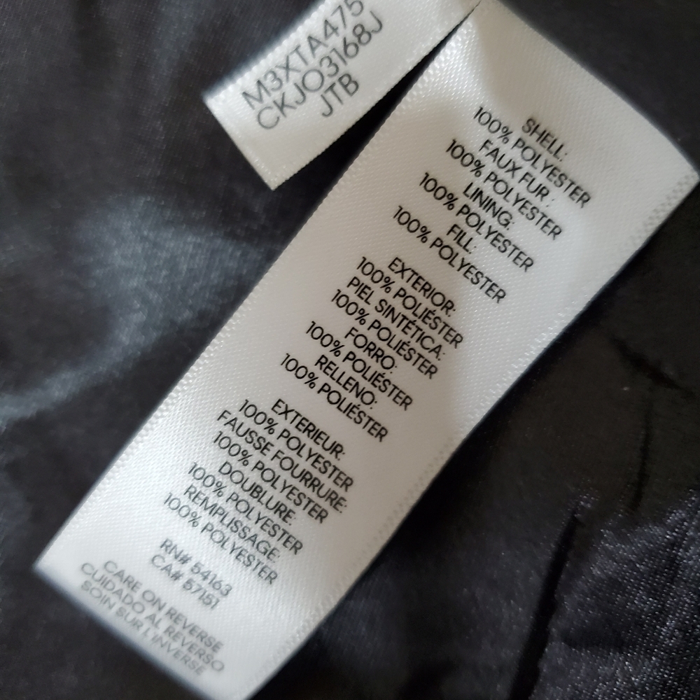 Calvin Klein Quilted Black Fur Collar Vest, Small - Picture 9 of 10